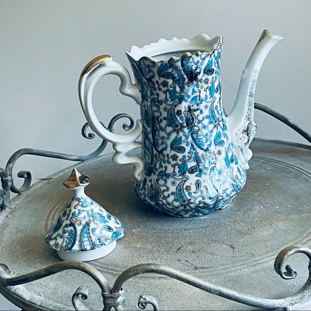 Lefton China Vintage Hand Painted Coffee / Tea  Pot # NE1972